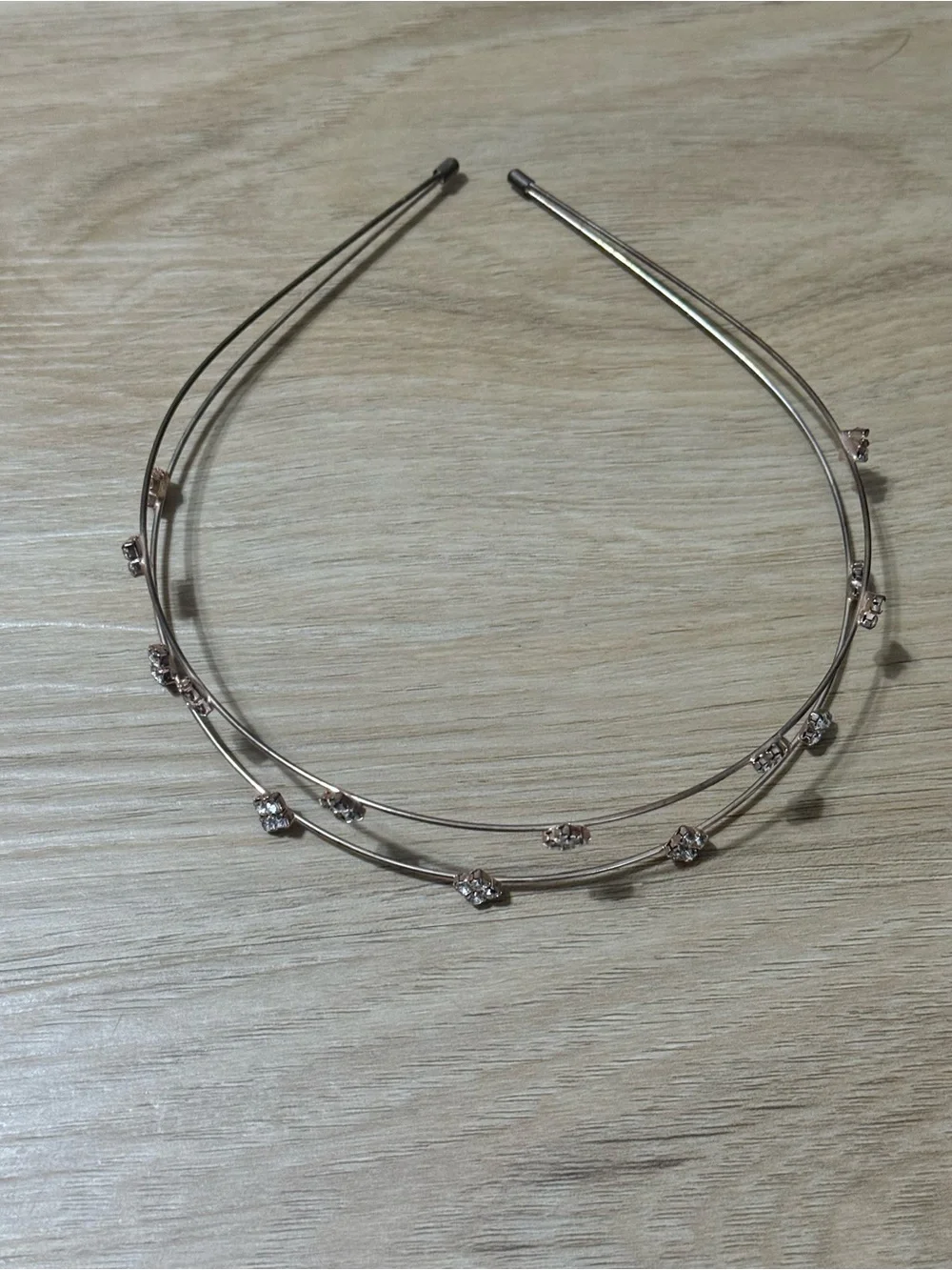 Source Unknown Rose Gold Double Wire Crystal Headband
